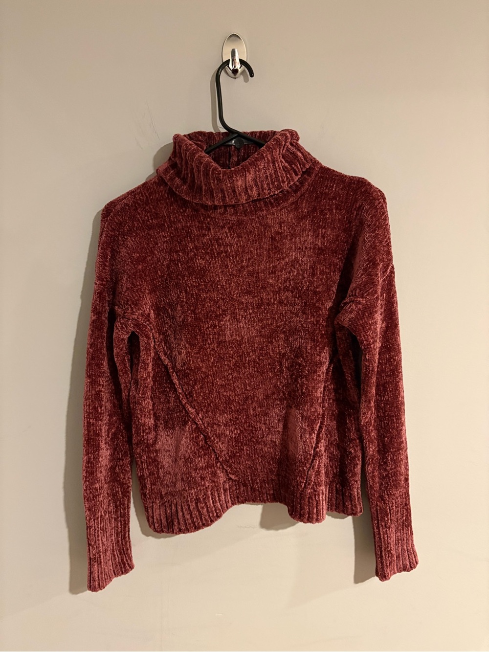 Pink Rose Chenille Turtleneck Sweater Women’s XS Dusty Rose Soft Cozy Knit